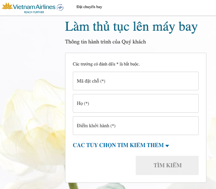 Tiến hành truy cập website để làm thủ tục check in online Hãng Vietnam Airlines